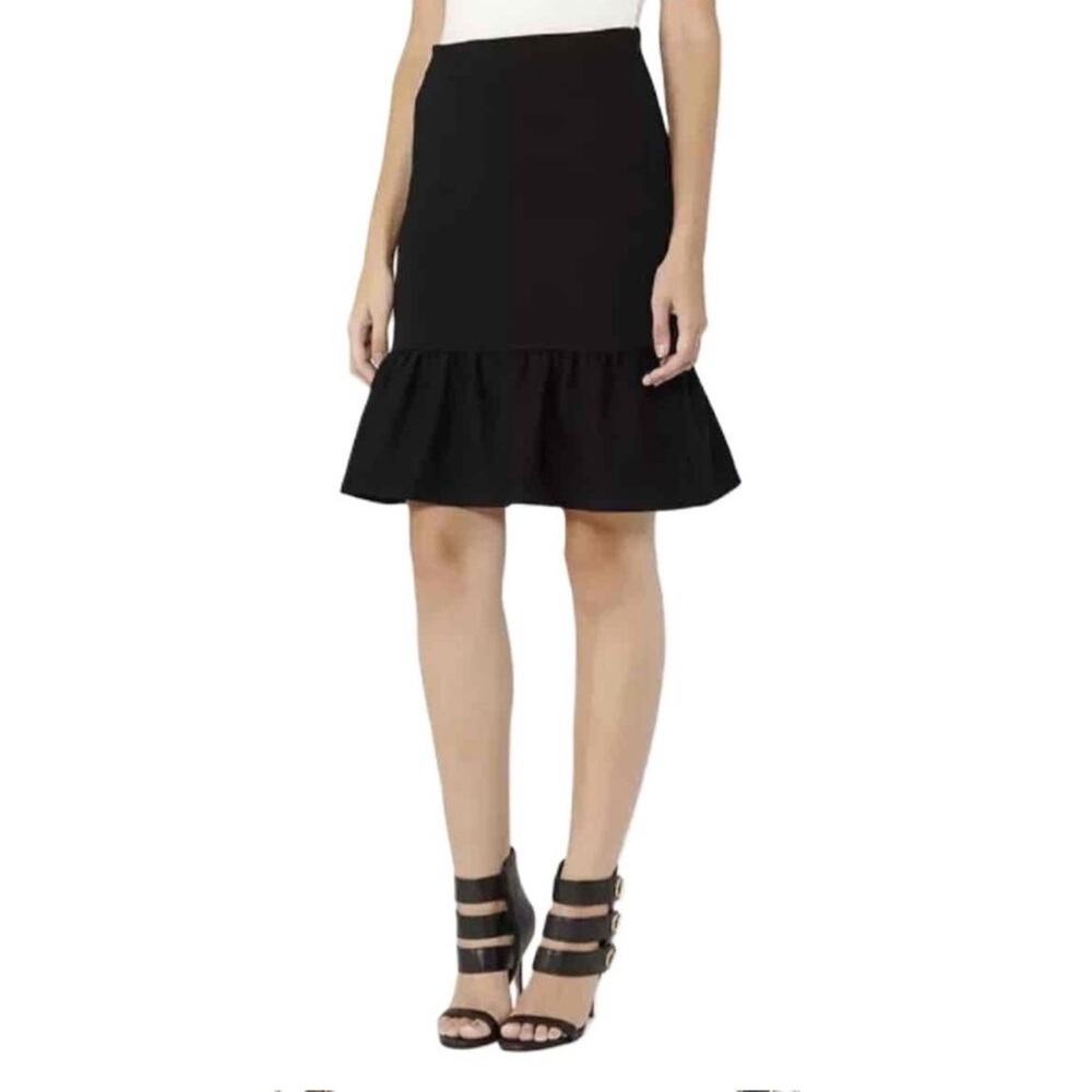 Reiss Giselle Black Ruffled Pencil Skirt